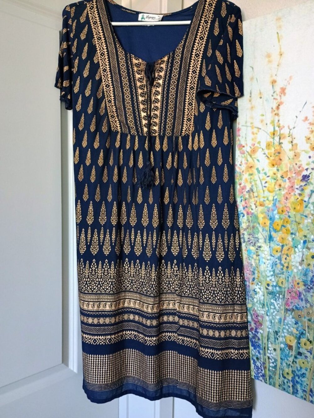 NAVY GOLD SHORT SLEEVE DRESS SIZE XL